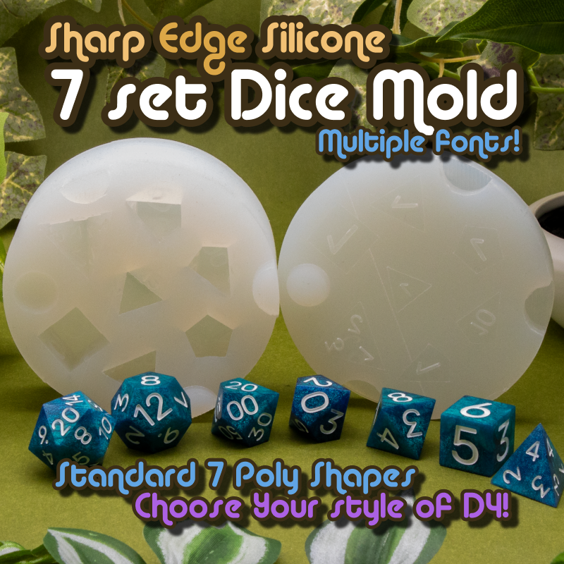  DND Dice Set Mold for Resin Silicone, 9 Pcs Sharp Edge