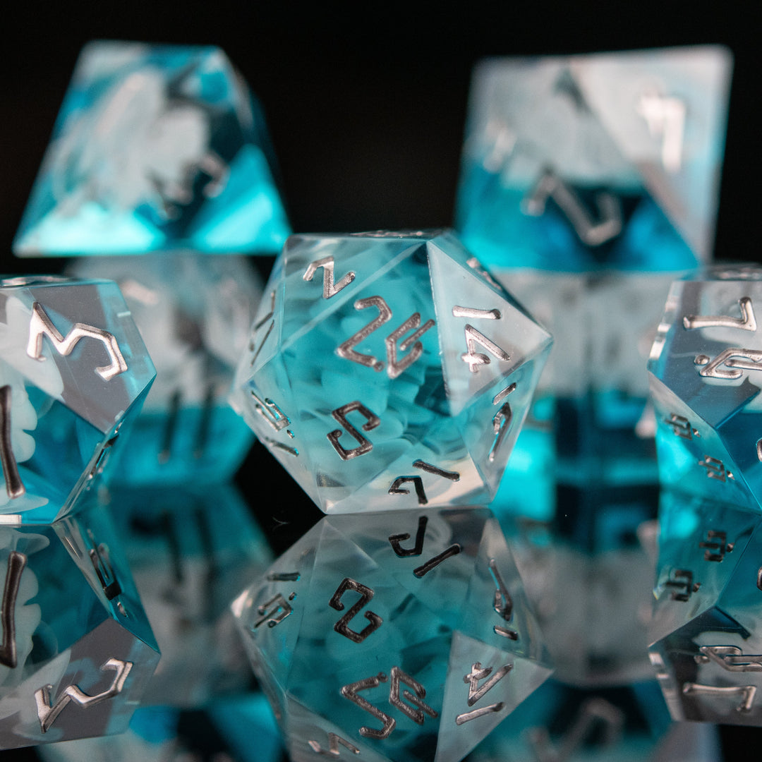 Fog Cloud Sharp-Edged Resin Dice Set