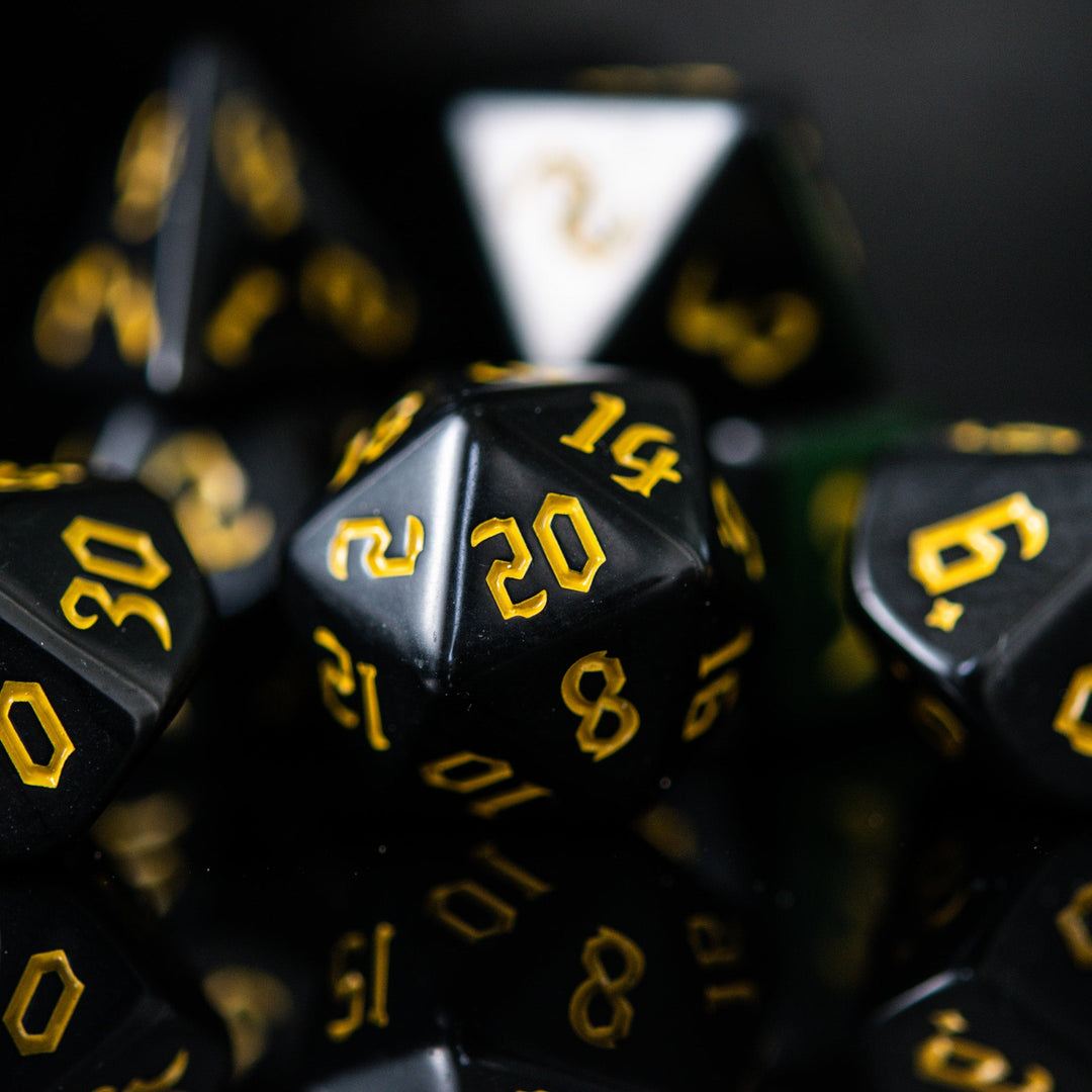 Dark Cathedral Yellow Acrylic Dice Set