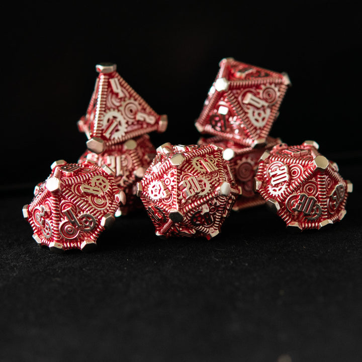 Red and Silver - Weird West Wasteland Metal Dice Set