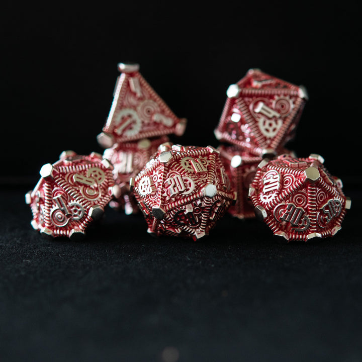 Red and Silver - Weird West Wasteland Metal Dice Set