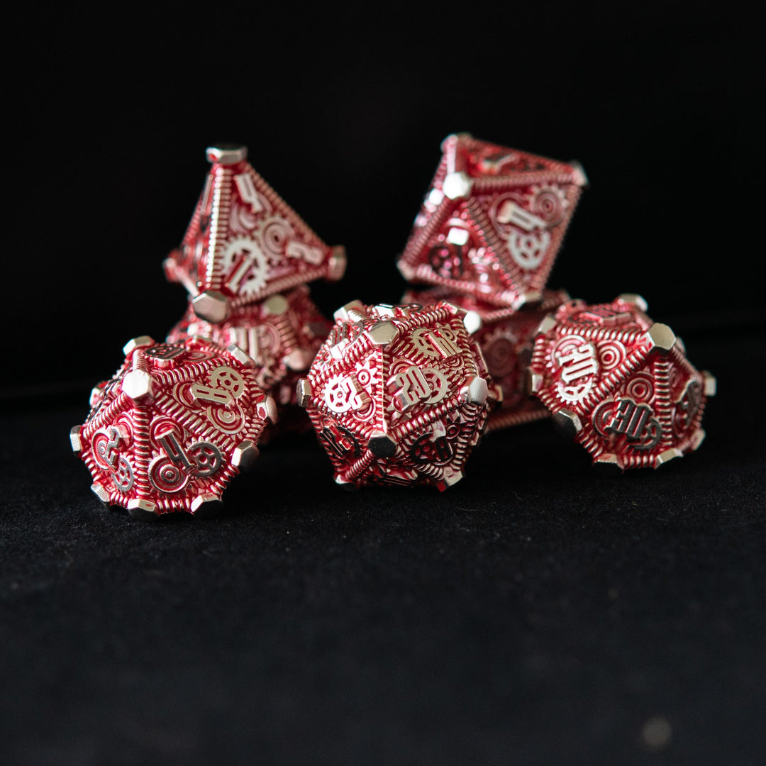 Red and Silver - Weird West Wasteland Metal Dice Set