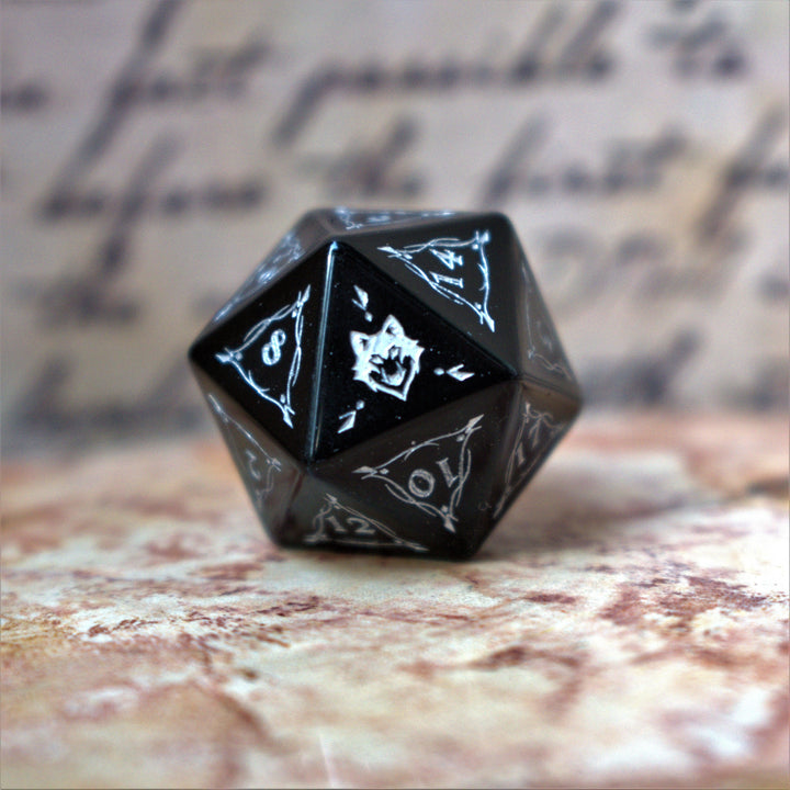 Fangs of Winter Obsidian Stone Dice Set