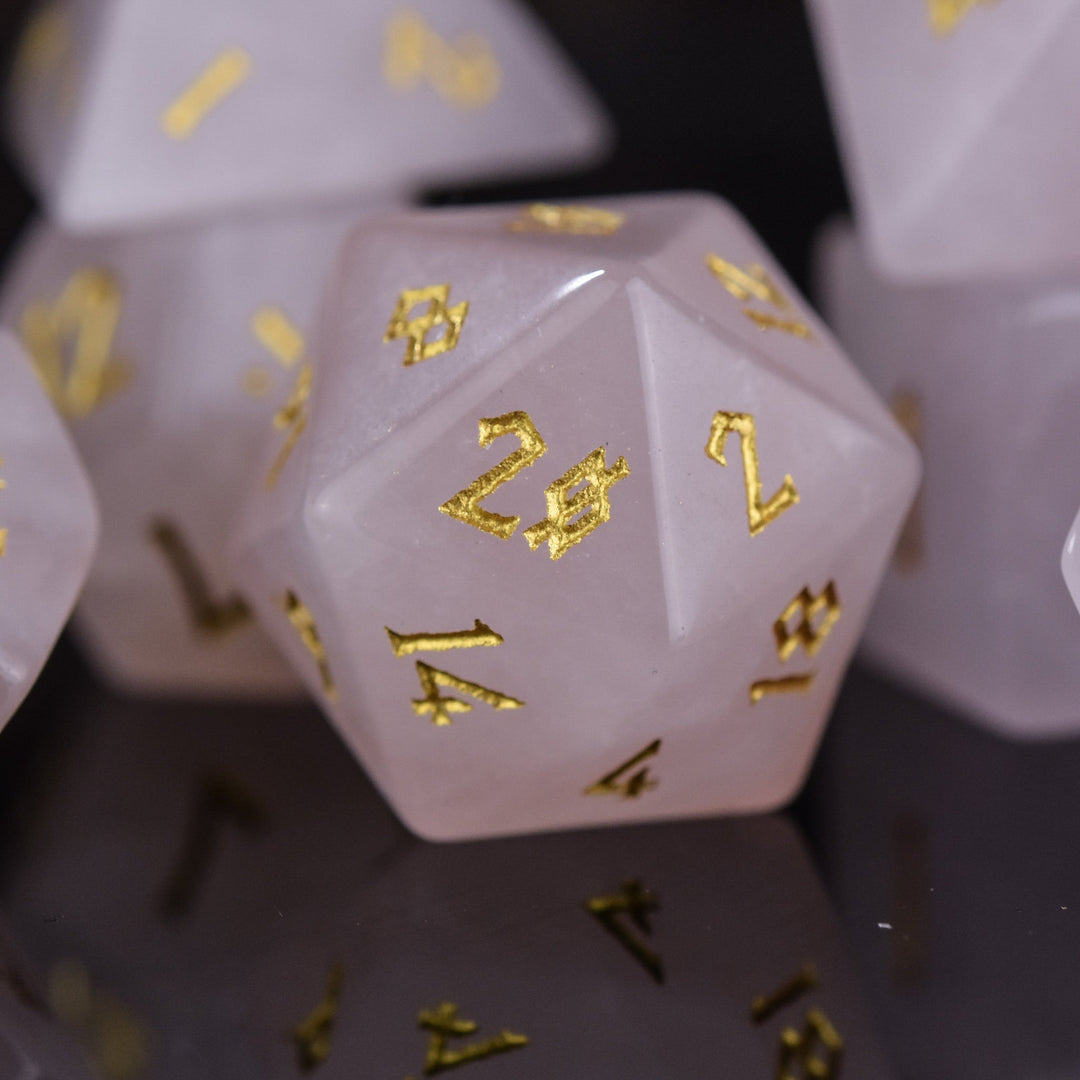 Rose Quartz Stone Dice Set