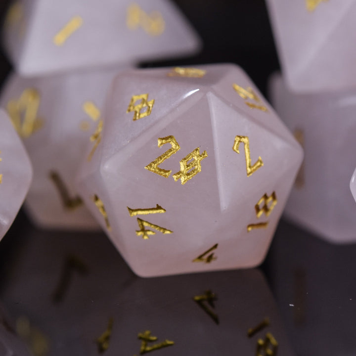 Rose Quartz Stone Dice Set