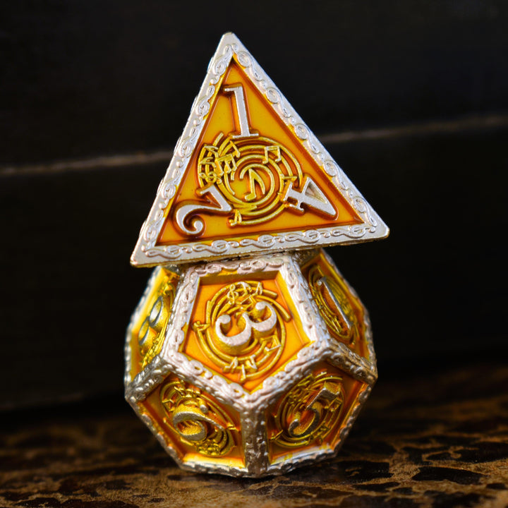 Ballad of the Bard Gold and Silver Metal Dice Set