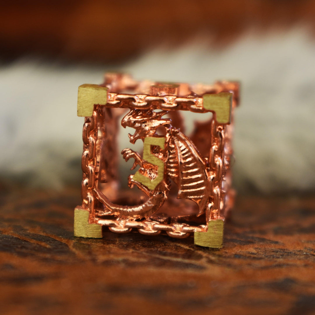 Dragon's Lair Hollow Metal Dice Set - Copper