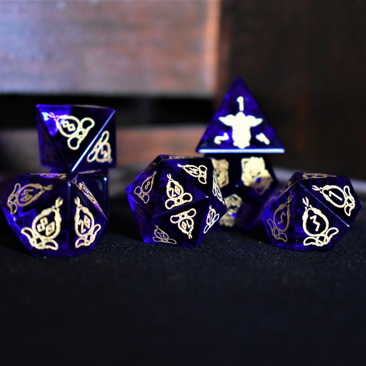 Serpent of Midgard Blue Glass Dice Set