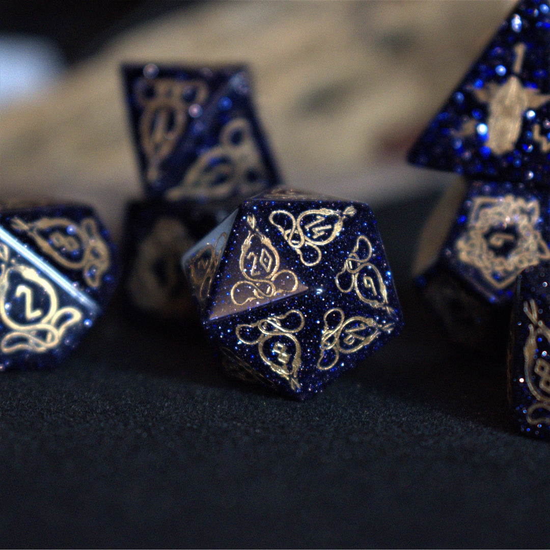 Serpent of Midgard Blue Sandstone Dice Set