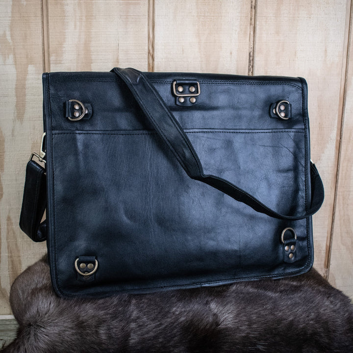 The Adventurer Leather Laptop Bag - XLarge (Black)