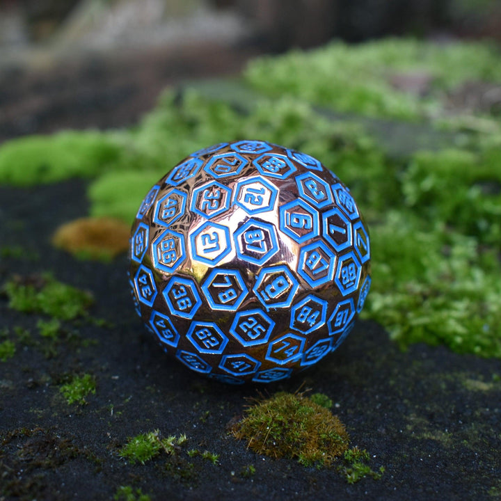 The Orb D100 -  Blue and Bronze Metal Die