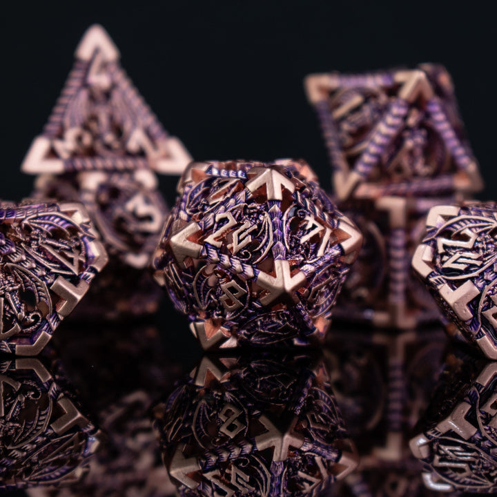 Dragonguard Hollow Metal Dice Set - Purple and Bronze