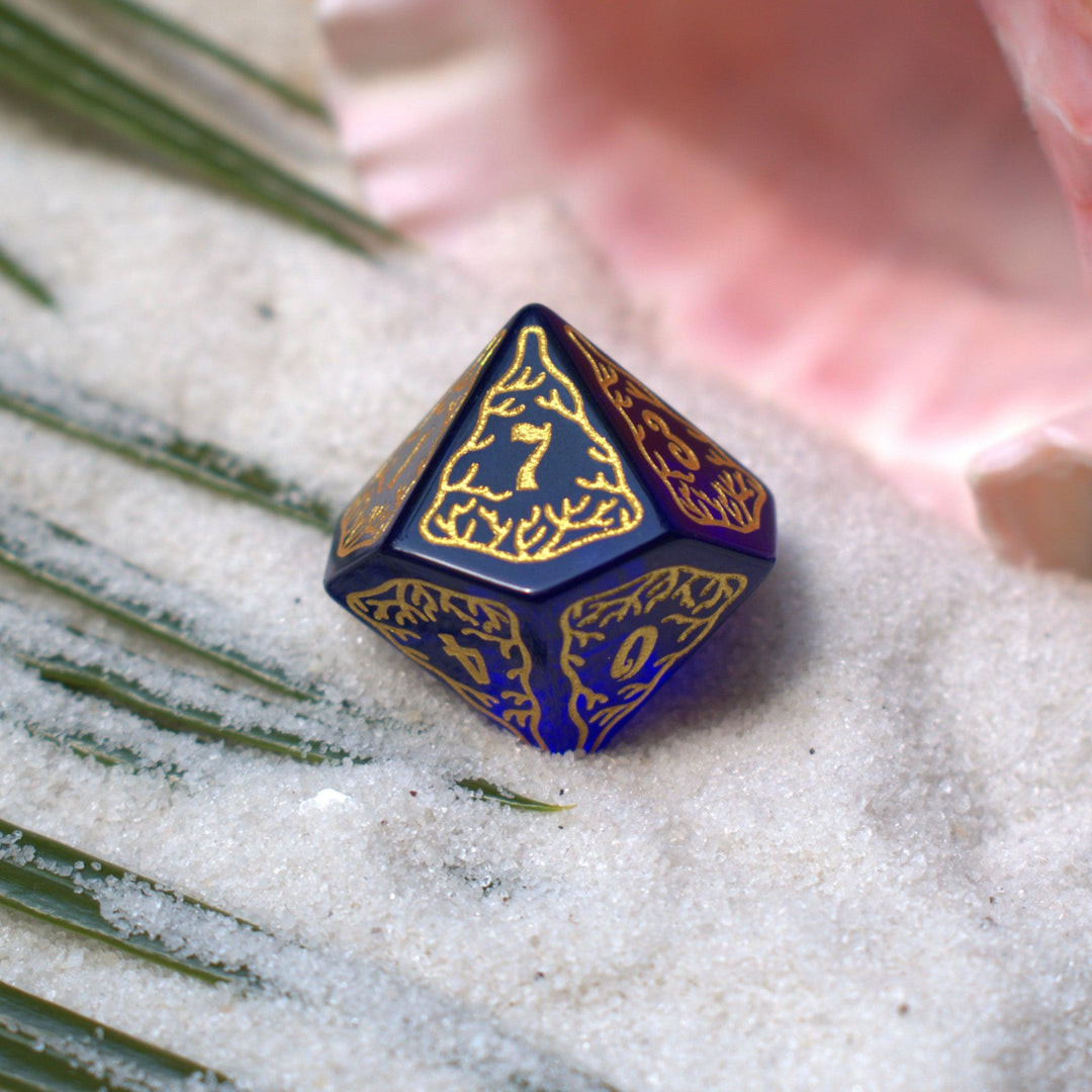 Siren's Song Deep Blue Glass Dice Set