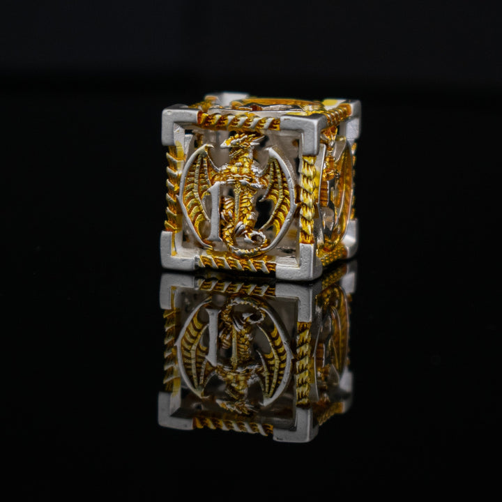 Dragonguard Hollow Metal Dice Set - Gold and Silver