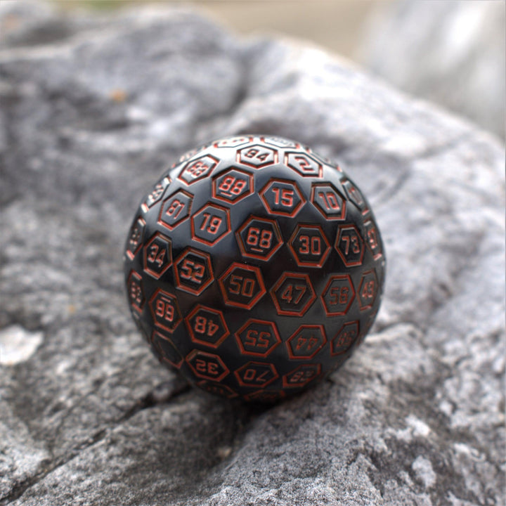 The Orb D100 -  Black and Orange Metal Die