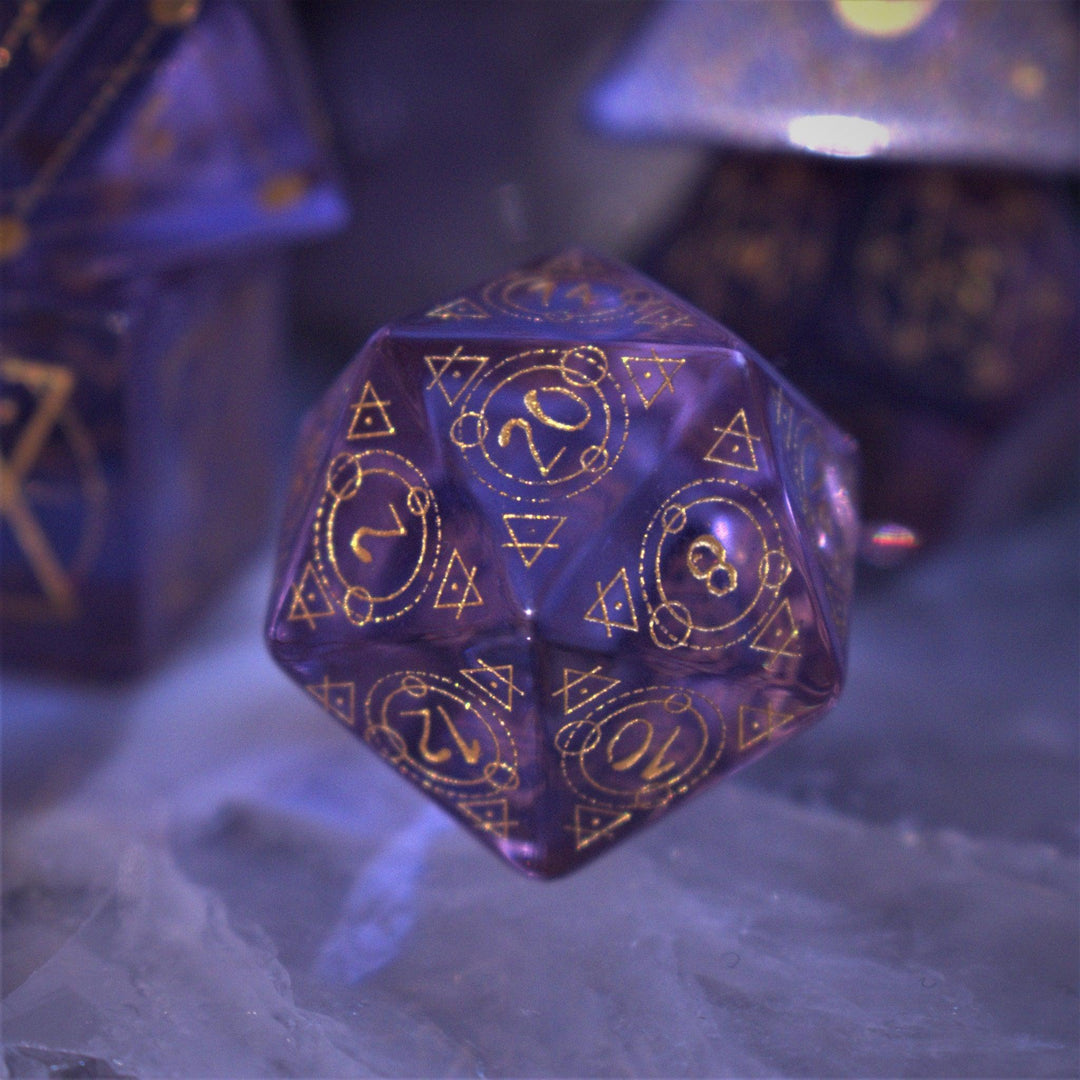 Spellcaster Purple Glass Dice Set