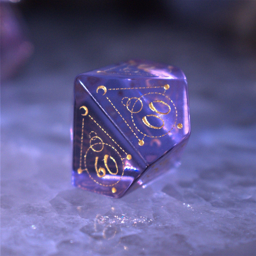 Spellcaster Purple Glass Dice Set