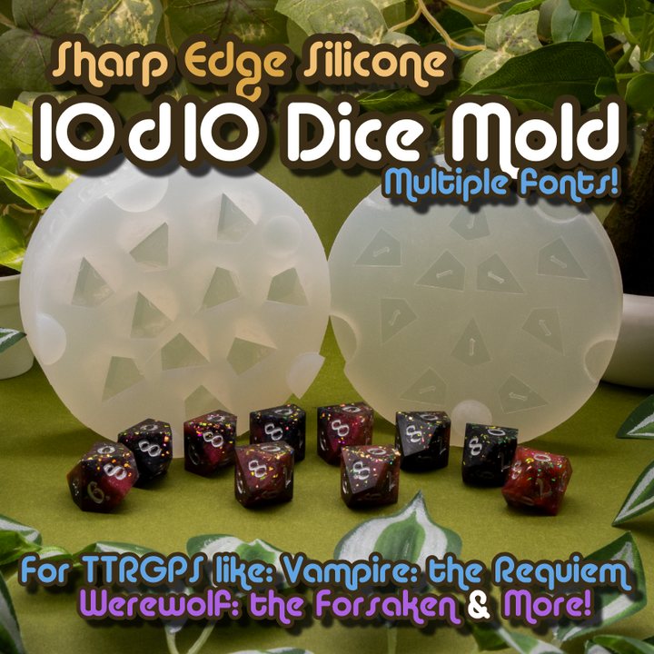 10 Count d10 RPG Dice Set Mold