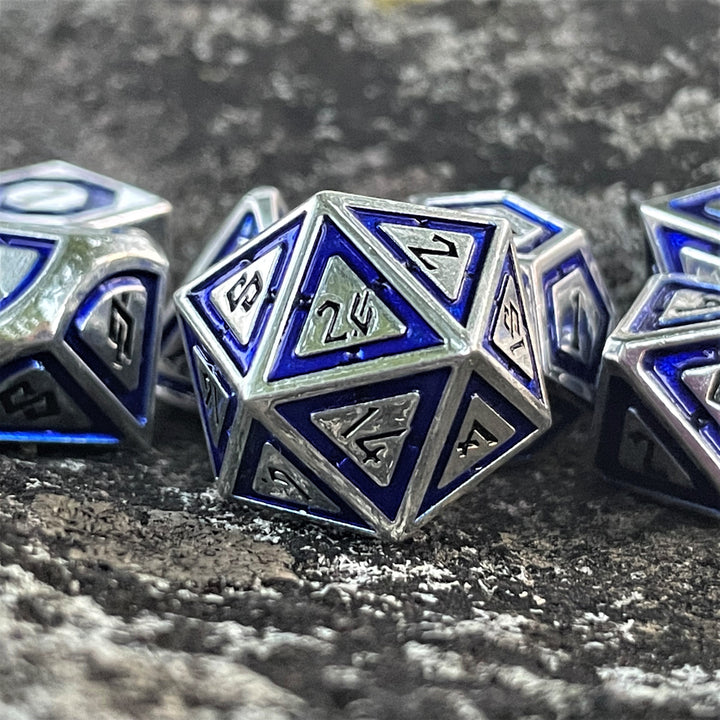 Cleric's Domain Blue & Silver Metal Dice Set