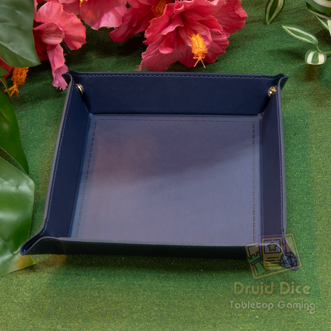 Leather Square Folding Dice Tray - 7 Color Options