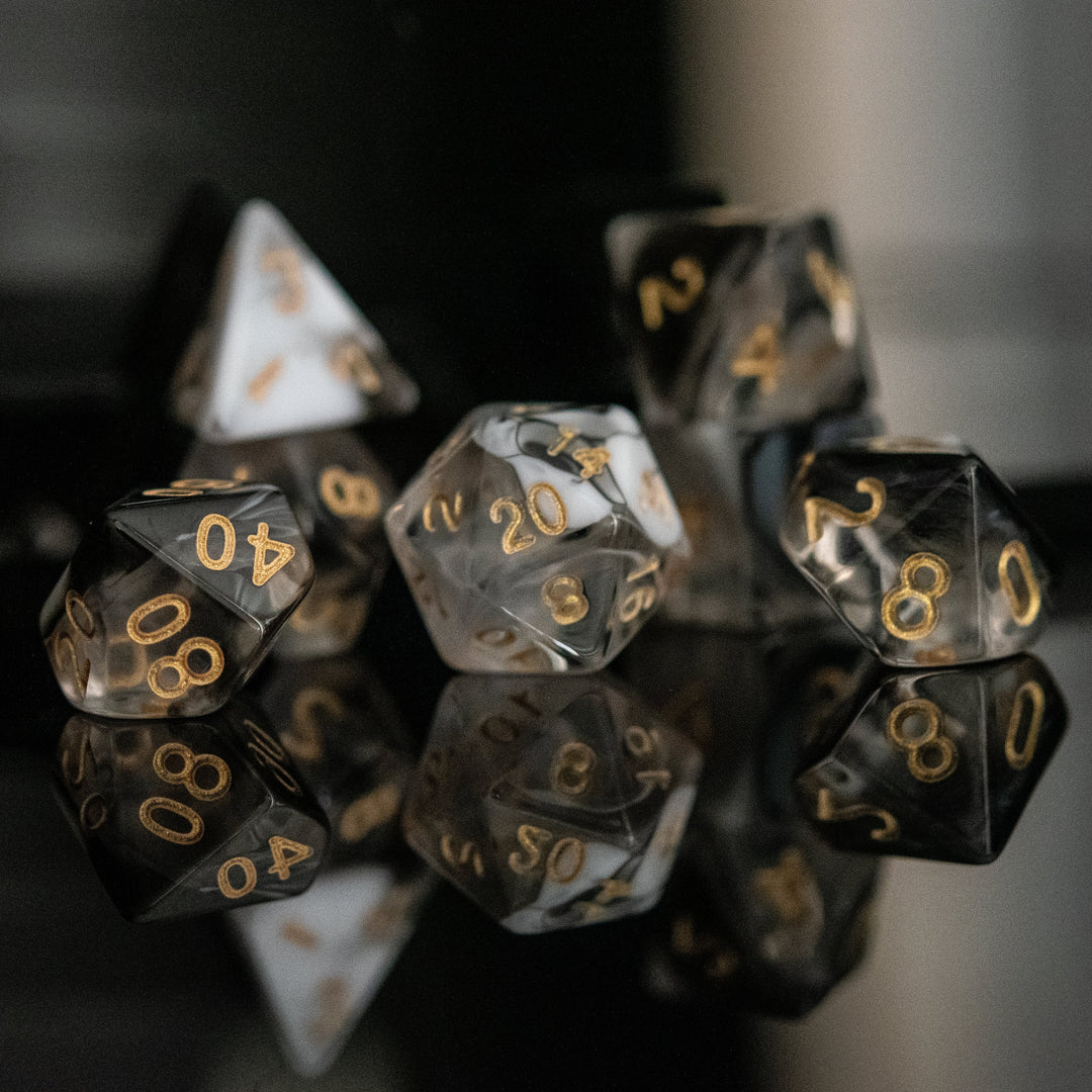 Yin and Yang Acrylic Dice Set