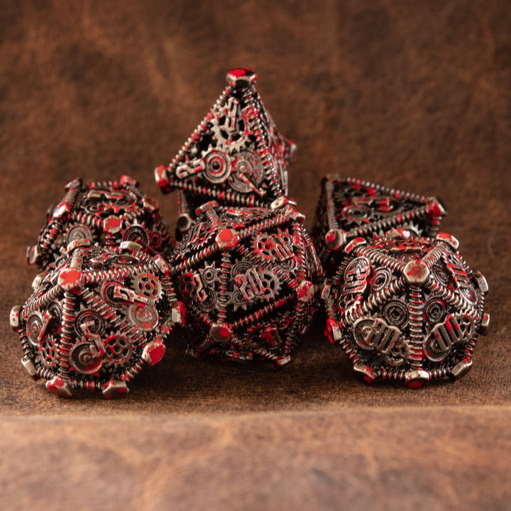 Weird West Wasteland Hollow Metal Dice Set - Blood Splatter