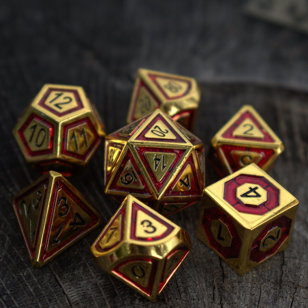 Cleric's Domain Red & Gold Metal Dice Set