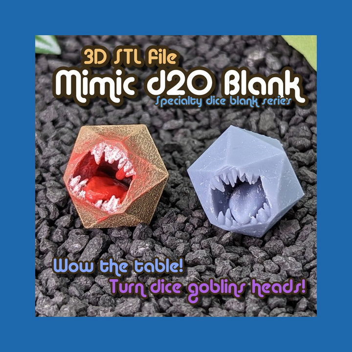 Mimic Monster d20 Blank - STL FILE ONLY