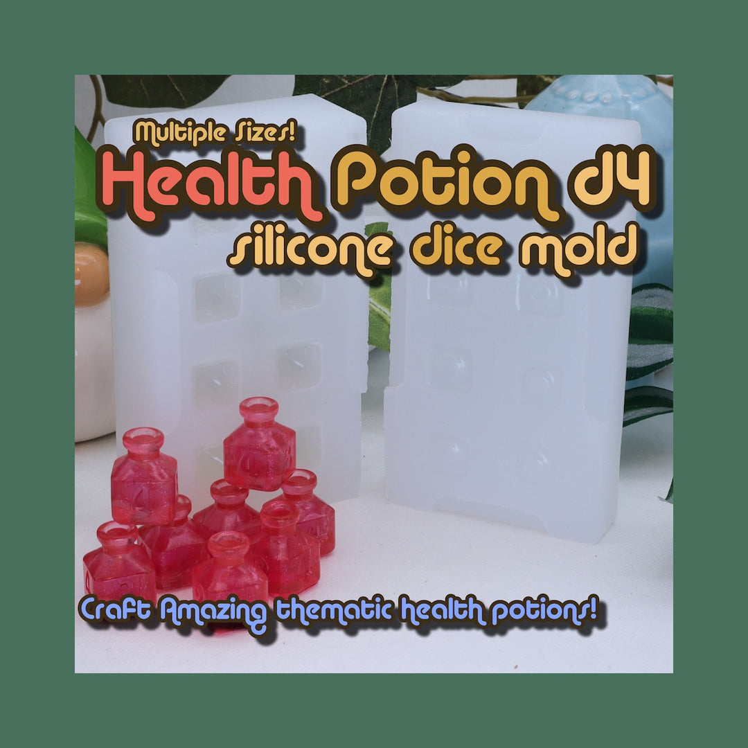 D4 Potion Dice Molds in 4,6, or 8 Count - Liquid Core Optional Addon