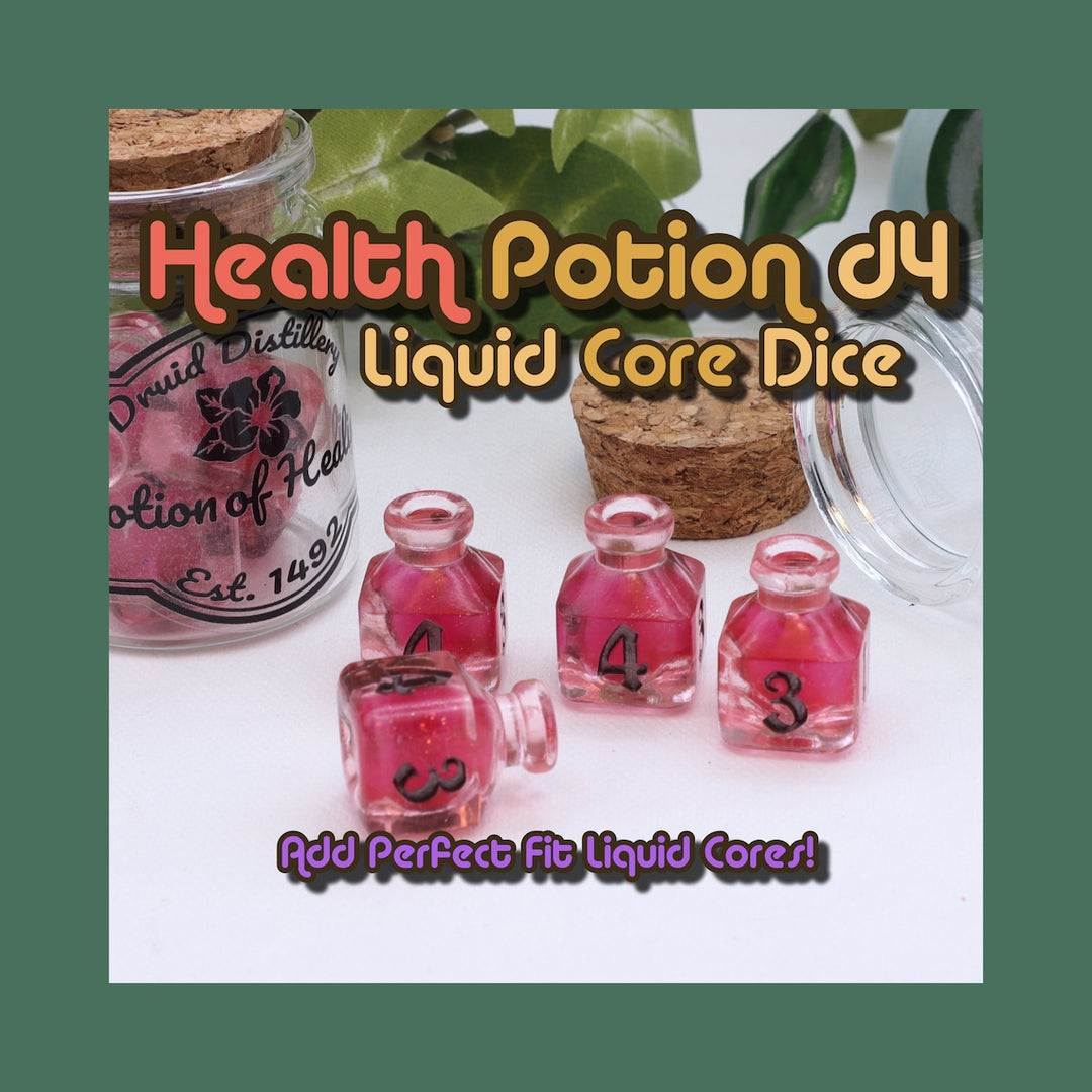 D4 Potion Dice Molds in 4,6, or 8 Count - Liquid Core Optional Addon