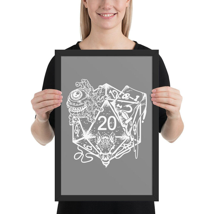 DND Framed Wall Art - Dice Art - DND - Gift For Dnd - D20 Gift Picture- Game Master - Adventure - RPG Poster