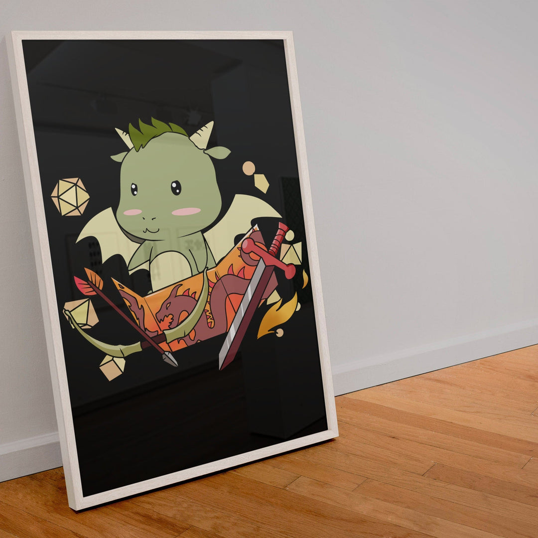 DND Wall Art - Baby Dragon - DND - Gift For Dnd - D20 Gift Picture- Game Master - Adventure - RPG Poster - Geek Gift