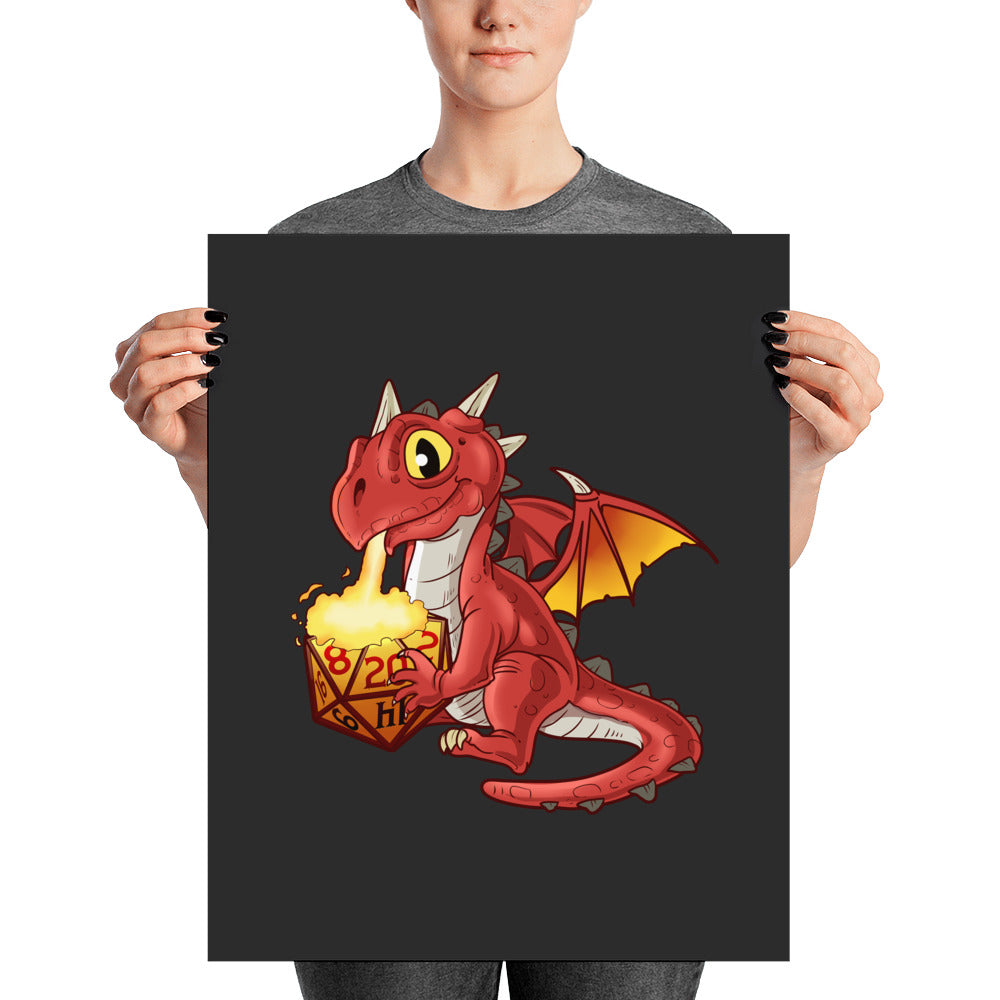 DND Wall Art - Baby Dragon Fire - DND - Gift For Dnd - D20 Gift Picture- Game Master - Adventure - RPG Poster - Geek Gift