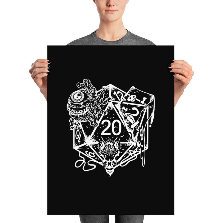 DND Wall Art - Dice Monster - DND - Gift For Dnd - D20 Gift Picture- Game Master - Adventure - RPG Poster - Geek Gift