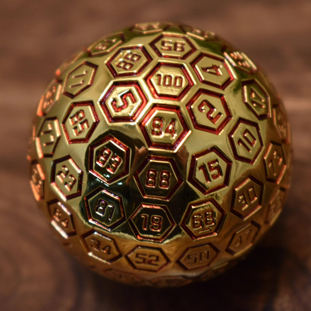 The Orb D100 -  Red and Gold Metal Die