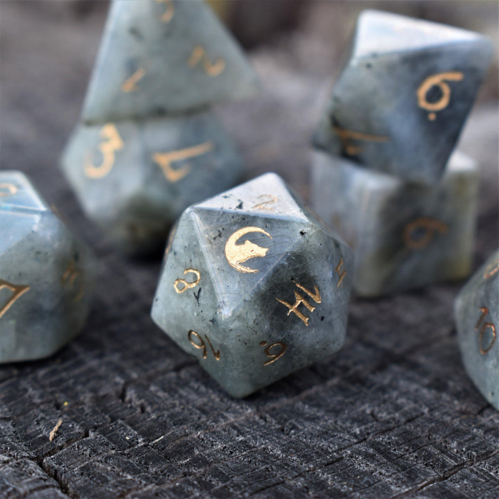 Werewolf Labradorite "Moonstone" Stone Dice Set