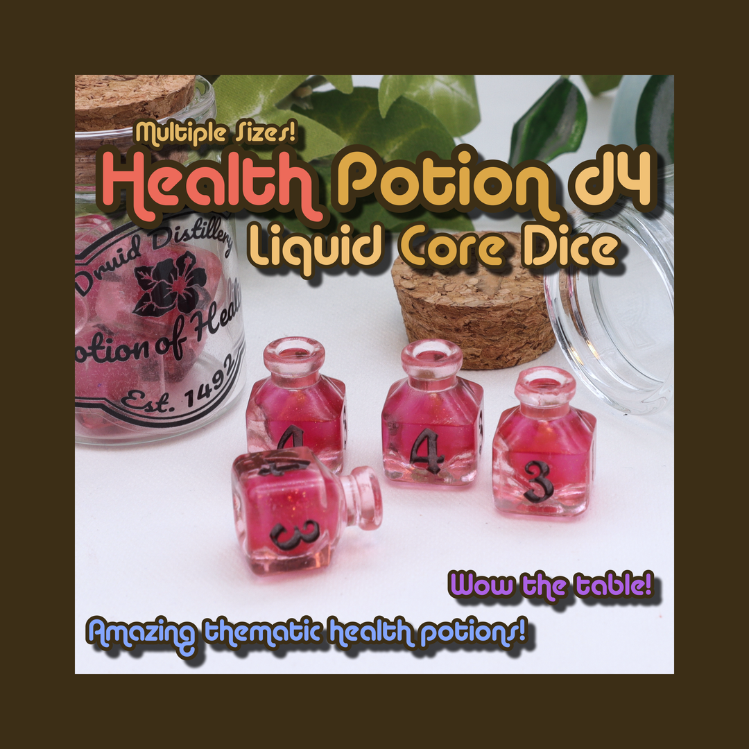 Health Potion Dice with Potion Bottle